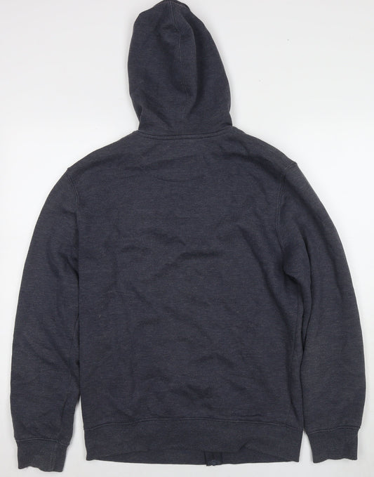 Easy Mens Blue Cotton Full Zip Hoodie Size M