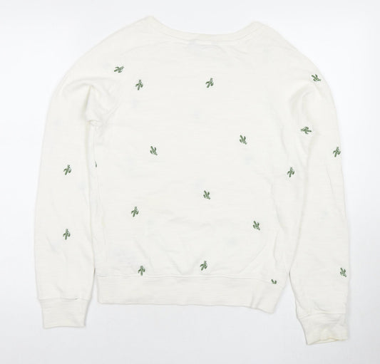 Marks and Spencer Womens White Geometric Cotton Pullover Sweatshirt Size 6 Pullover