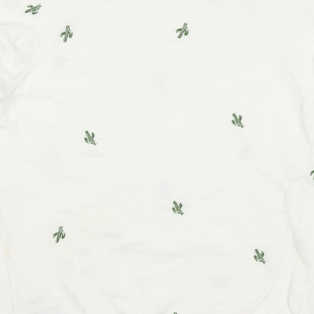 Marks and Spencer Womens White Geometric Cotton Pullover Sweatshirt Size 6 Pullover
