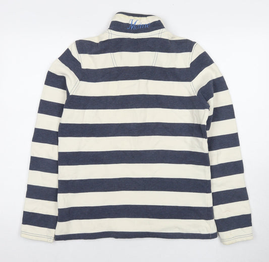Maine Womens Blue Striped Cotton Pullover Sweatshirt Size 12 Pullover