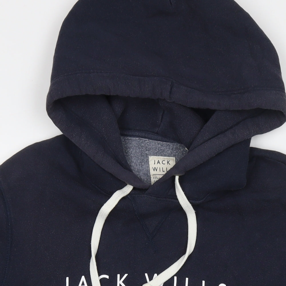 Jack Wills Mens Blue Cotton Pullover Hoodie Size S - Logo