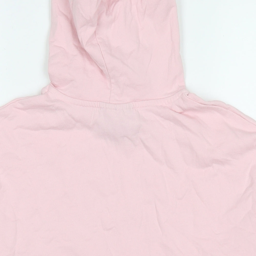Brand and care label for Closure women’s pink cotton pullover hoodie, size UK 8, pullover