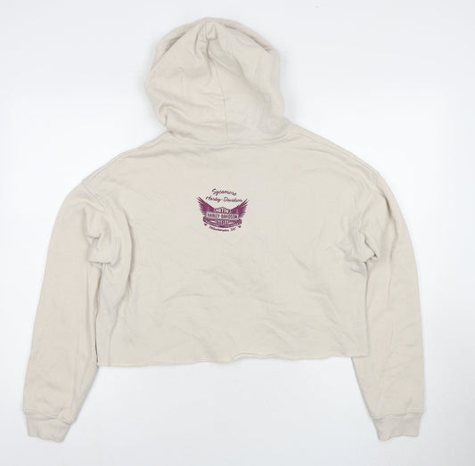 Harley-Davidson Womens Beige Cotton Pullover Hoodie Size M Pullover - Logo