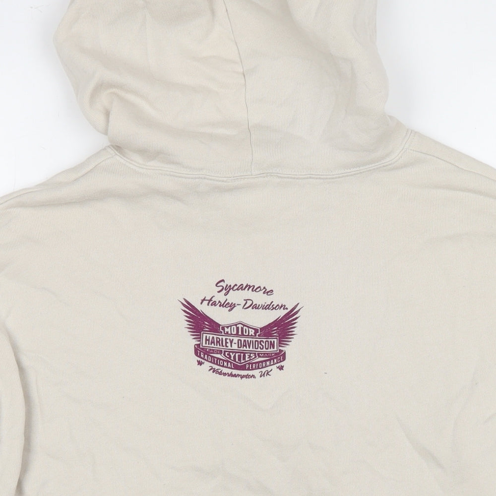 Harley-Davidson Womens Beige Cotton Pullover Hoodie Size M Pullover - Logo
