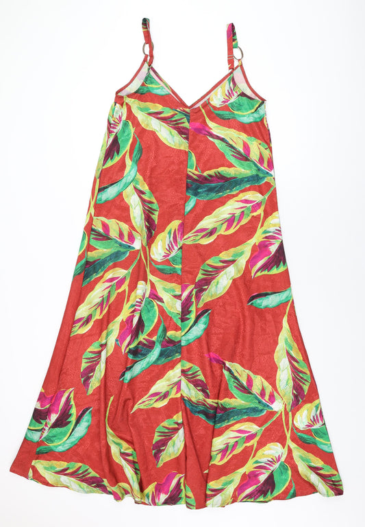 Et Vous Womens Red Geometric Polyester Maxi Size 8 V-Neck Pullover