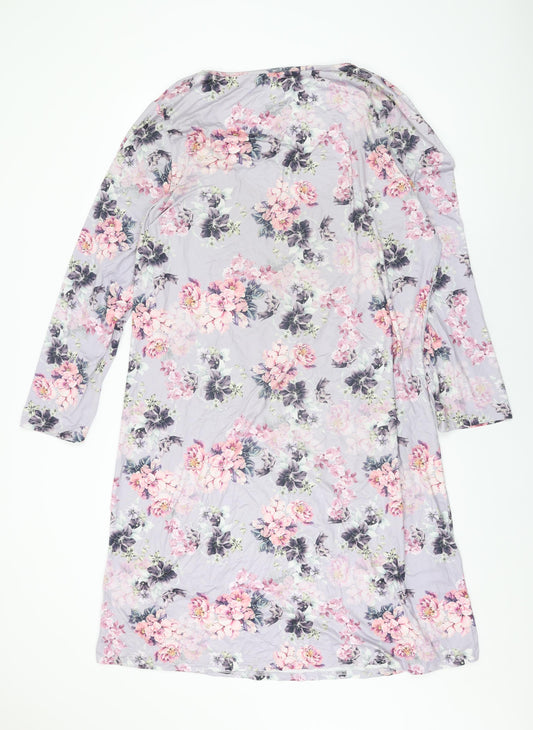 La Marquise Womens Purple Floral Polyester Shift Size XL Round Neck Pullover