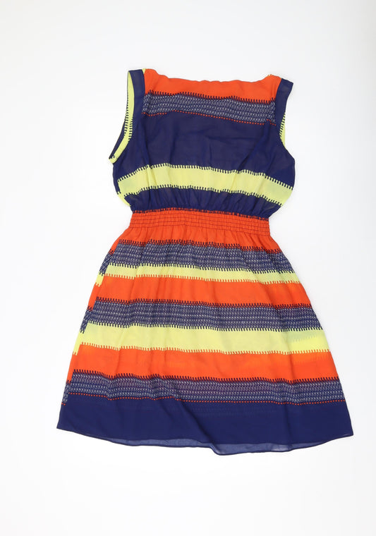 Ginger Soul Womens Multicoloured Geometric Polyester A-Line Size M Round Neck Pullover