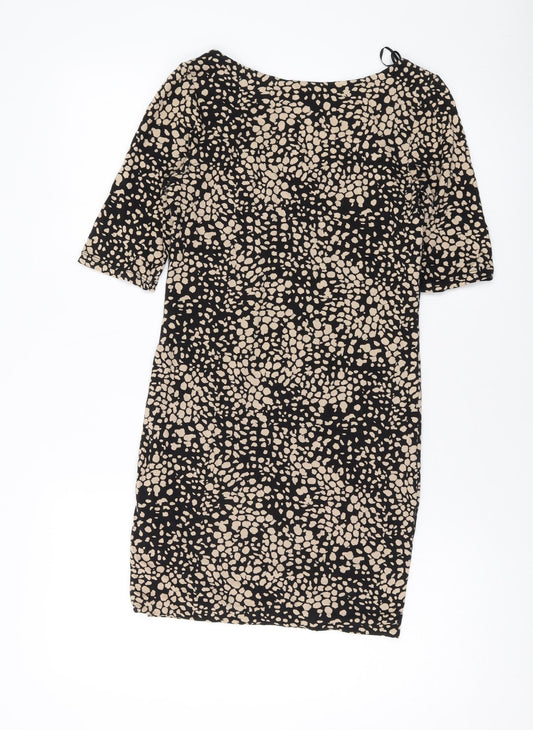 H&,M Womens Brown Geometric Cotton Bodycon Size S Round Neck Pullover