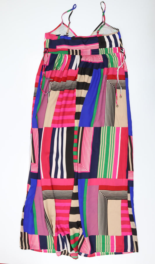 Accesorize Womens Multicoloured Geometric Polyester A-Line Size L V-Neck Pullover