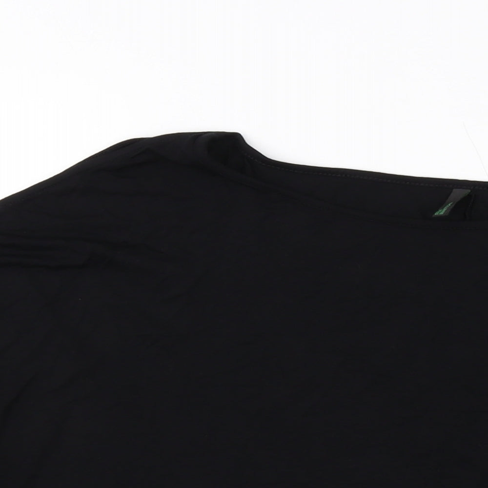 United Colors of Benetton Womens Black Viscose Basic Blouse Size M Round Neck