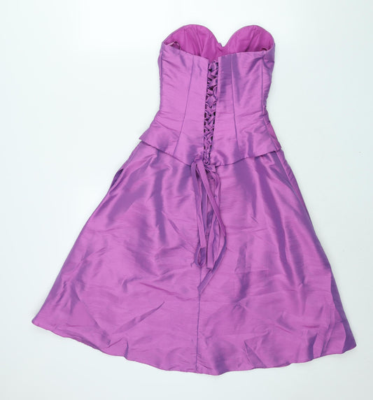 Sacha James Womens Pink Polyester Fit & Flare Size 10 Sweetheart Lace Up - Pleated