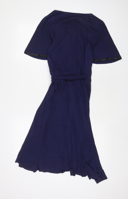 Phase Eight Womens Blue Viscose A-Line Size 10 V-Neck Pullover