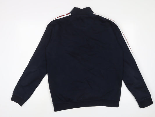 NEXT Mens Blue Striped Cotton Pullover Sweatshirt Size M - Logo, Embroidered