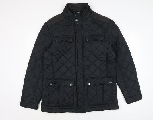 Additional front view of Maine New England men’s black quilted jacket, size S, zip