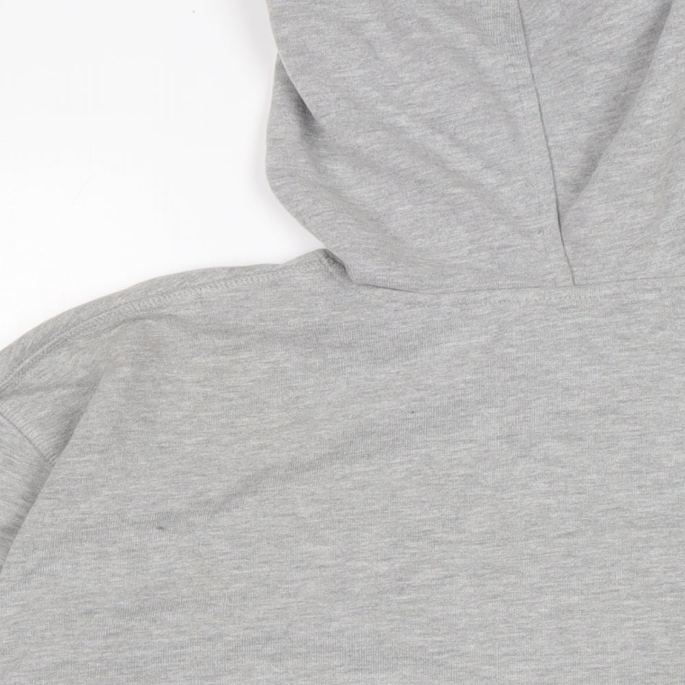 Brand and care label for IVY PARK men’s grey cotton pullover hoodie, size M