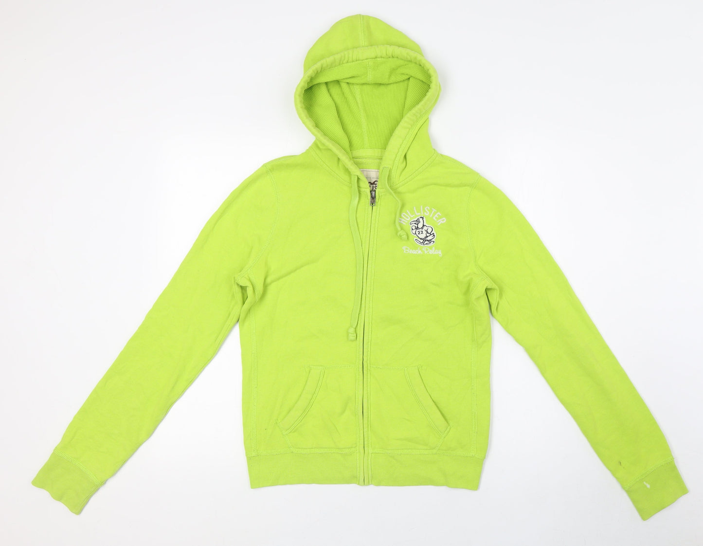 Hollister Mens Green Cotton Full Zip Hoodie Size M - Beach Relay