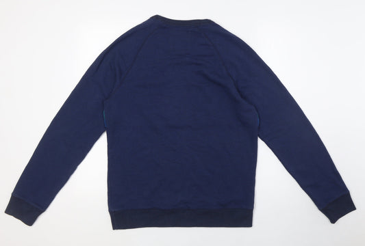 Hollister Mens Blue Cotton Pullover Sweatshirt Size S - Green Strip