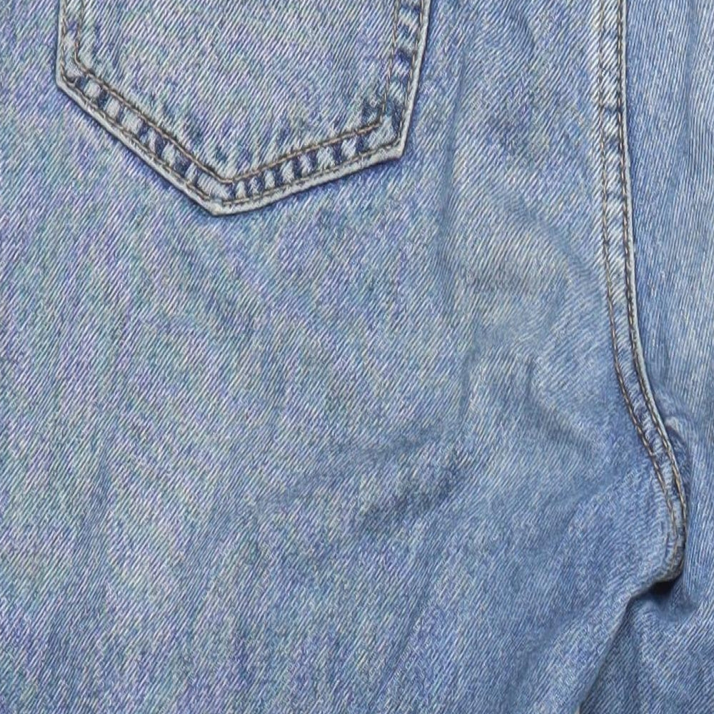 Stradivarius Womens Blue Cotton Mom Jeans Size 8 L25 in Relaxed