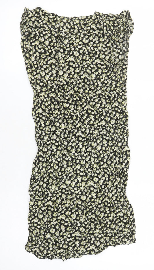H&M Womens Multicoloured Floral Viscose Shift Size 6 Boat Neck