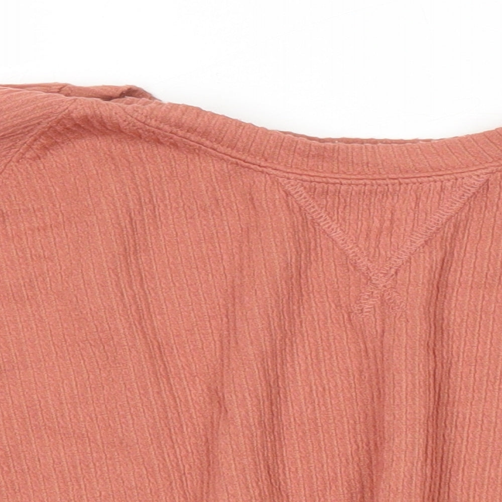 Hollister Womens Pink Polyester Cropped Blouse Size S Round Neck