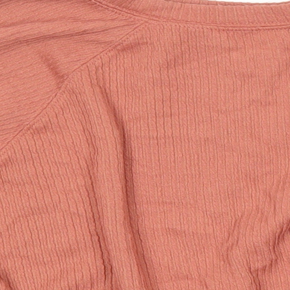 Hollister Womens Pink Polyester Cropped Blouse Size S Round Neck