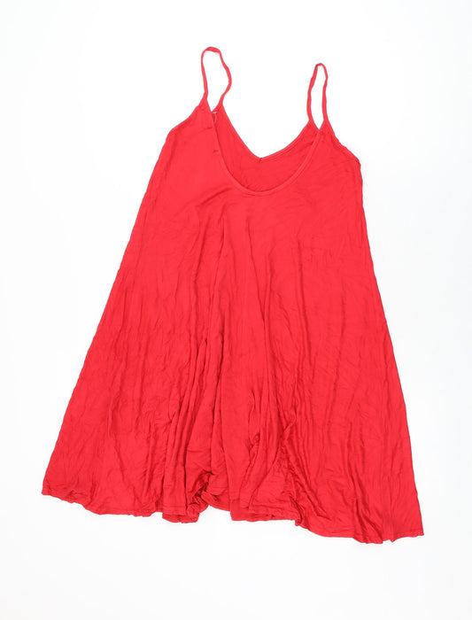 Boohoo Womens Red Viscose Shift Size 8 V-Neck Pullover