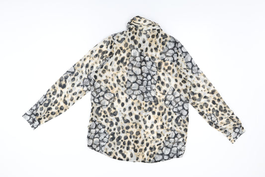 ASOS Womens Multicoloured Animal Print Polyester Basic Button-Up Size 10 Collared
