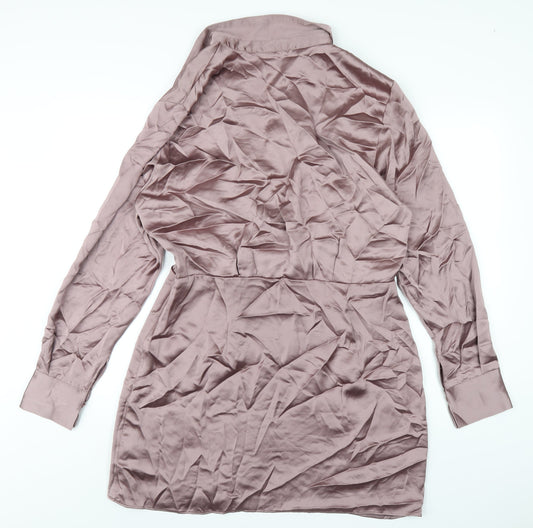 Zara Womens Purple Polyester A-Line Size XL V-Neck Zip