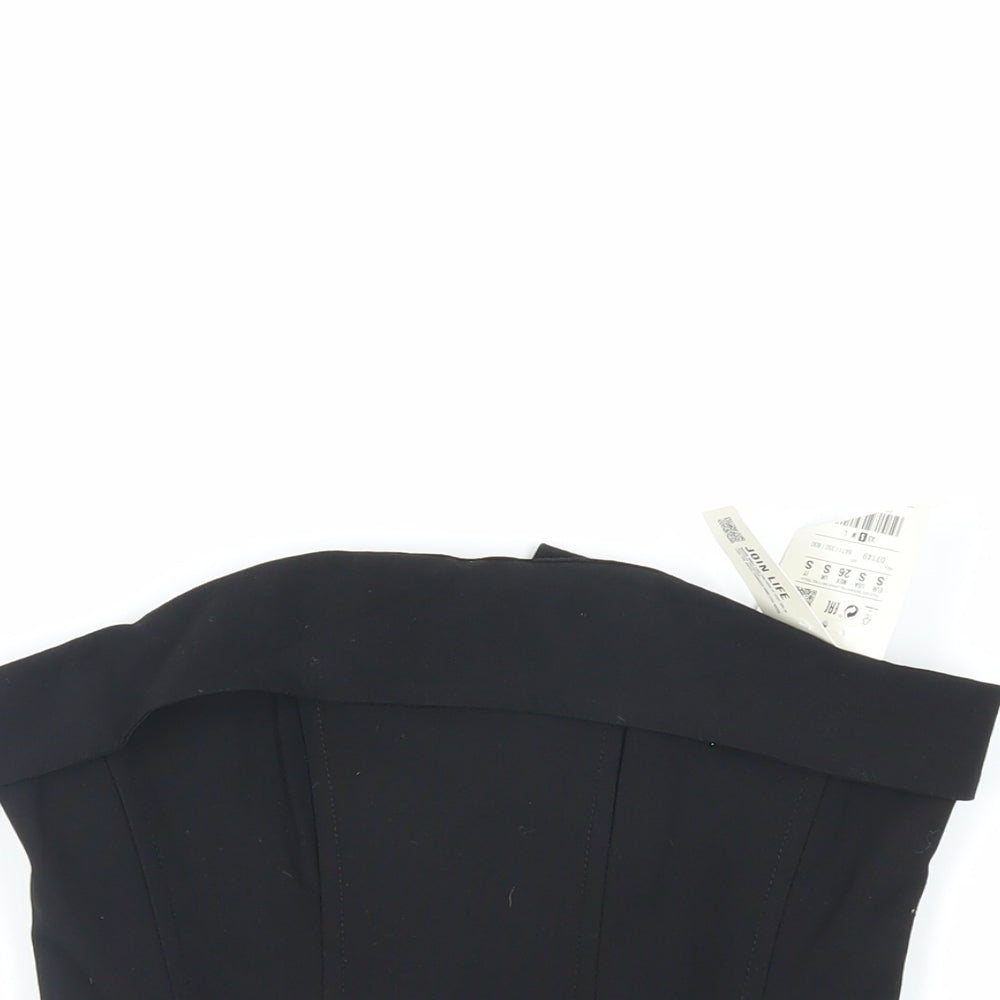 Pull&Bear Womens Black Polyester Cropped Blouse Size S Off the Shoulder - Corset Style