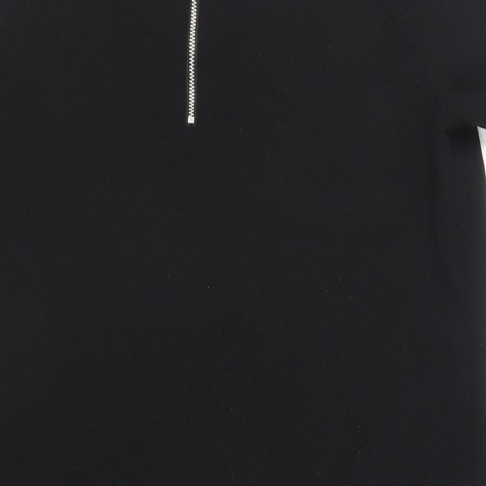 Brand and care label for Red Herring women’s black polyester shift, size UK 12, round neck zip