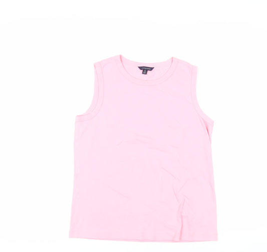 Lands' End Womens Pink Cotton Basic Tank Size M Crew Neck