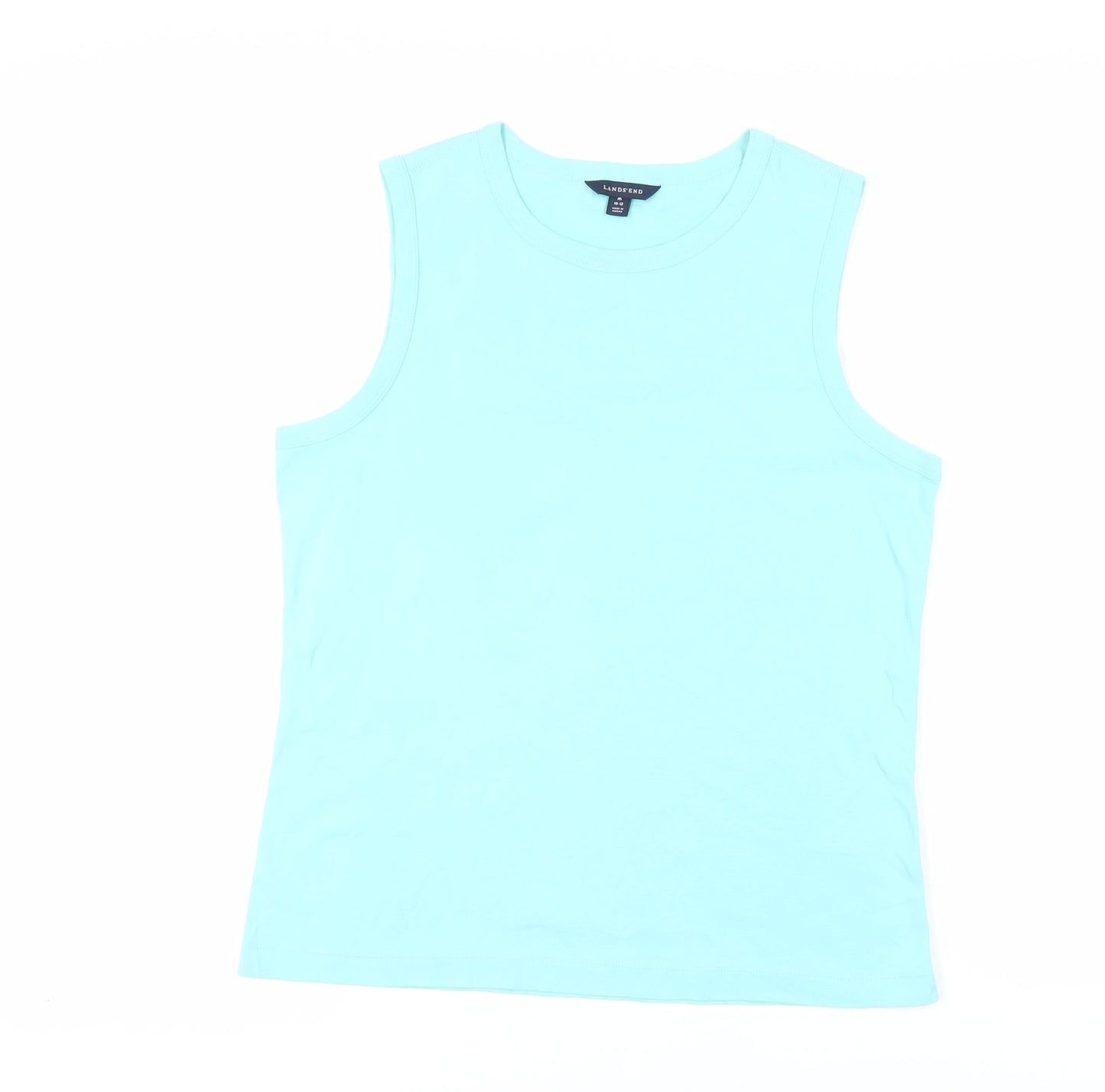 Lands' End Womens Green Cotton Basic Tank Size M Round Neck