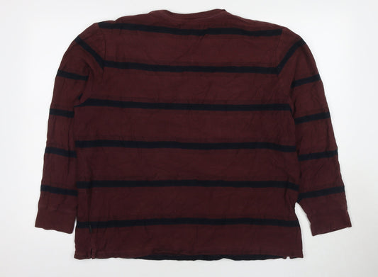 Marks and Spencer Mens Brown Striped Cotton Pullover Sweatshirt Size XL