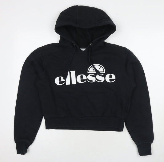 ellesse Womens Black Cotton Pullover Hoodie Size M Pullover