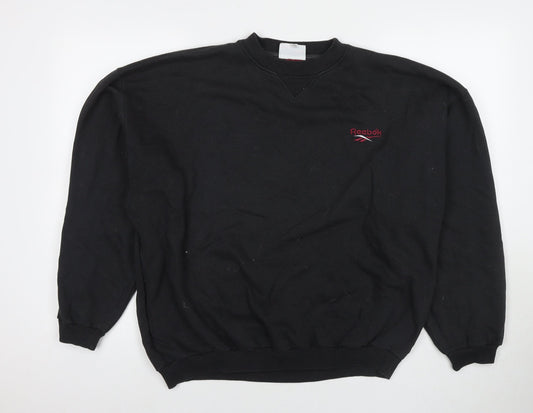 Reebok Mens Black Cotton Pullover Sweatshirt Size XL