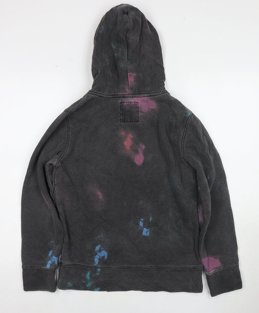 Hollister Mens Grey Cotton Pullover Hoodie Size XS - Size 2XS Tie-dye detail