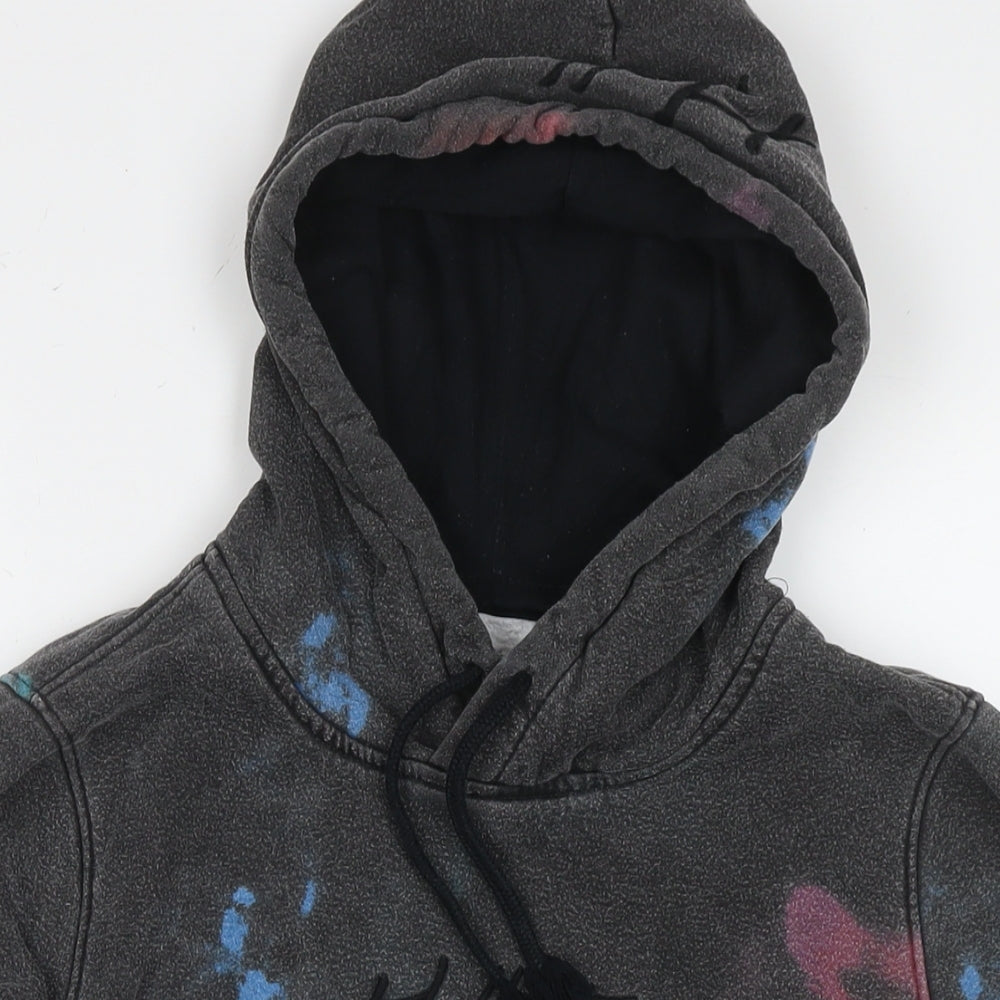 Hollister Mens Grey Cotton Pullover Hoodie Size XS - Size 2XS Tie-dye detail