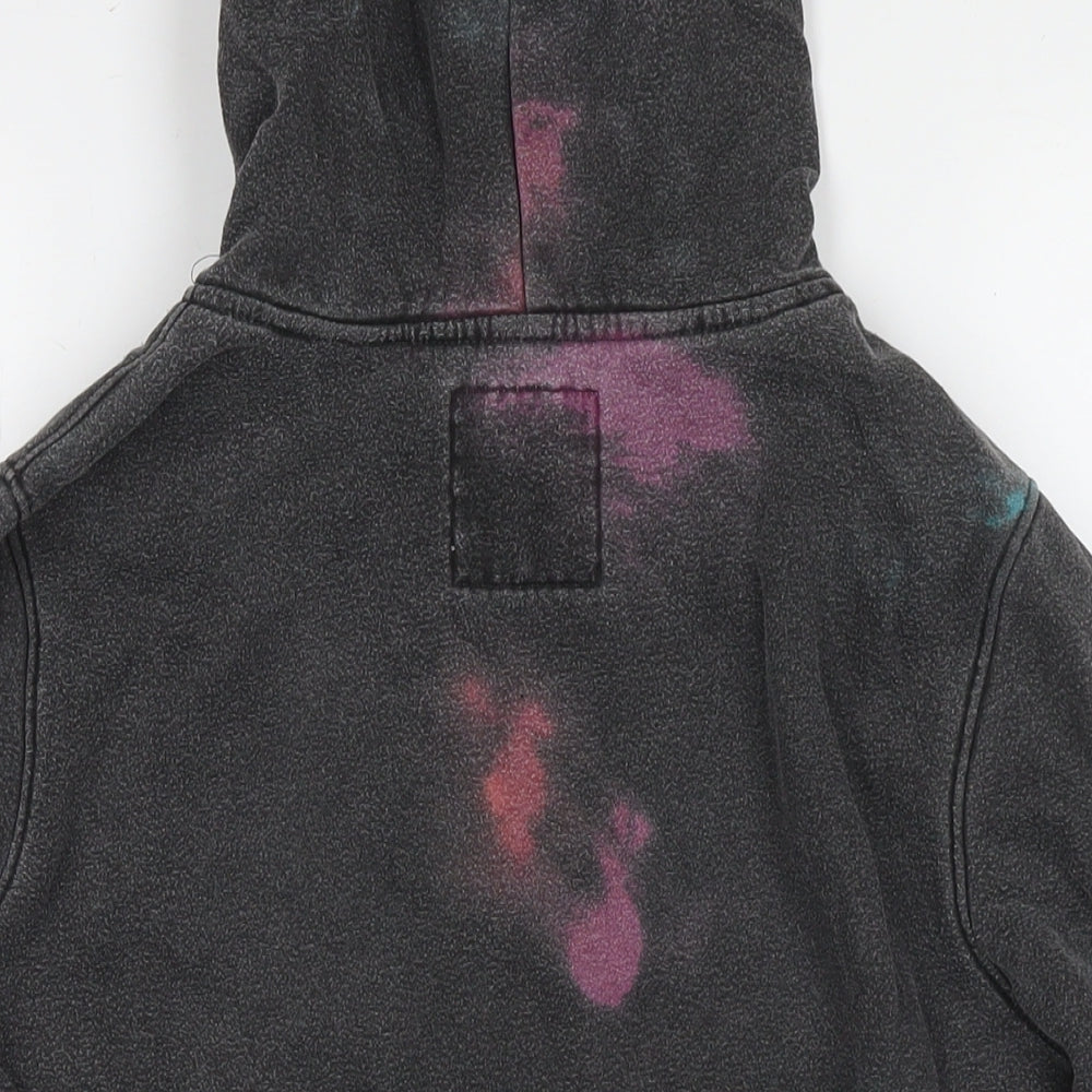 Hollister Mens Grey Cotton Pullover Hoodie Size XS - Size 2XS Tie-dye detail