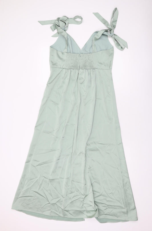 Oasis Womens Green Polyester A-Line Size 12 V-Neck Zip