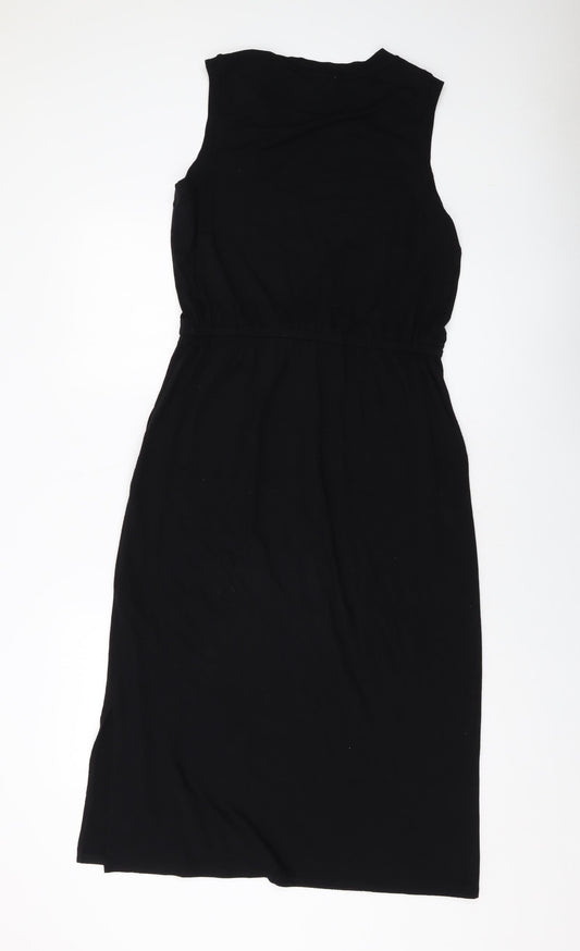 Warehouse Womens Black Viscose A-Line Size 10 Round Neck Pullover