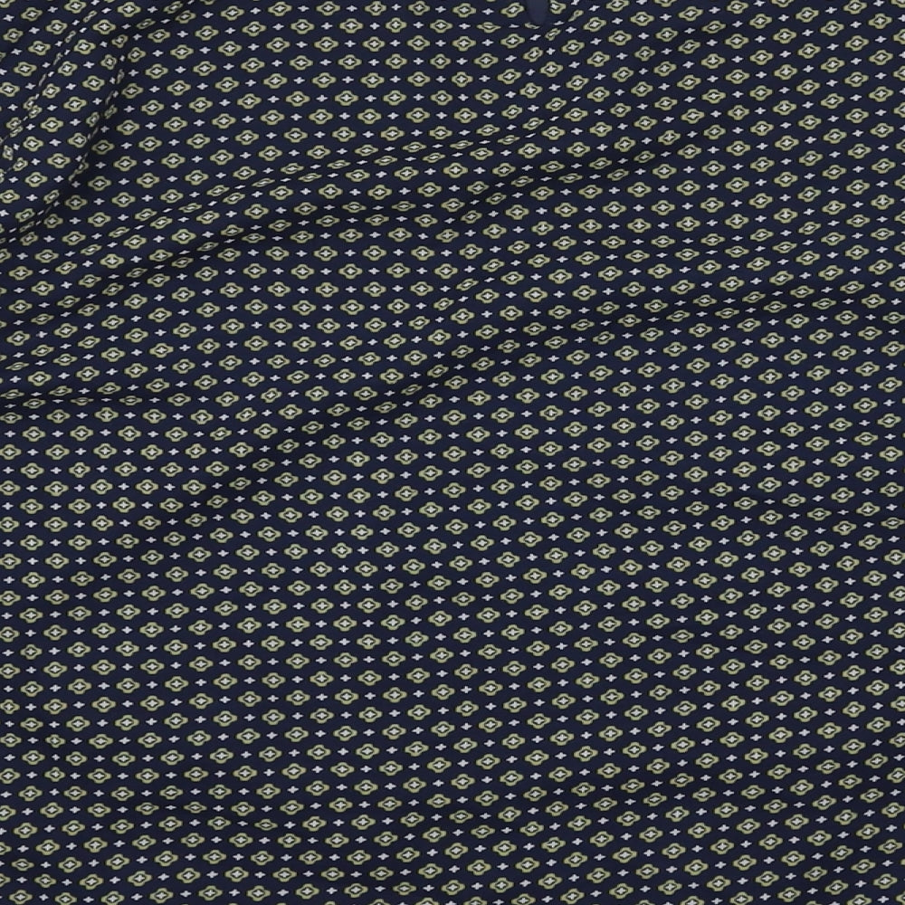 VERO MODA Womens Blue Geometric Polyester Basic Blouse Size M Round Neck