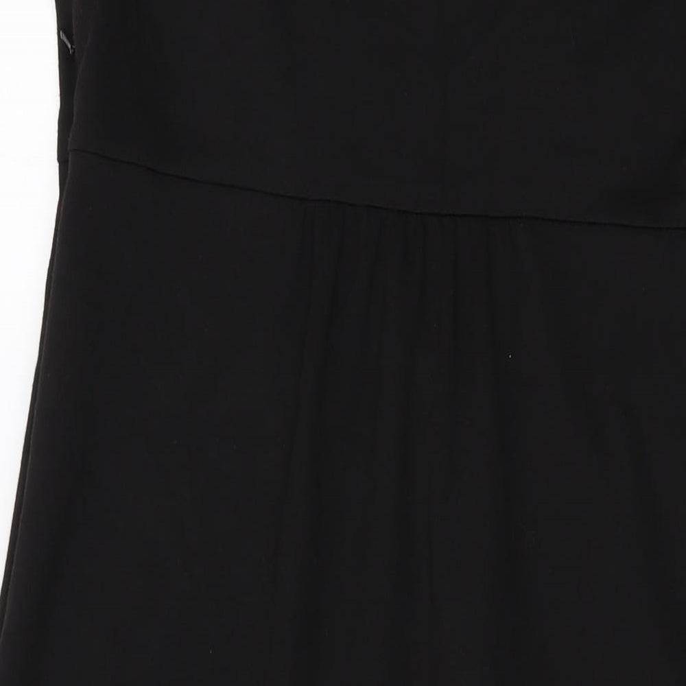Marks and Spencer Womens Black Polyester A-Line Size 14 Round Neck Zip