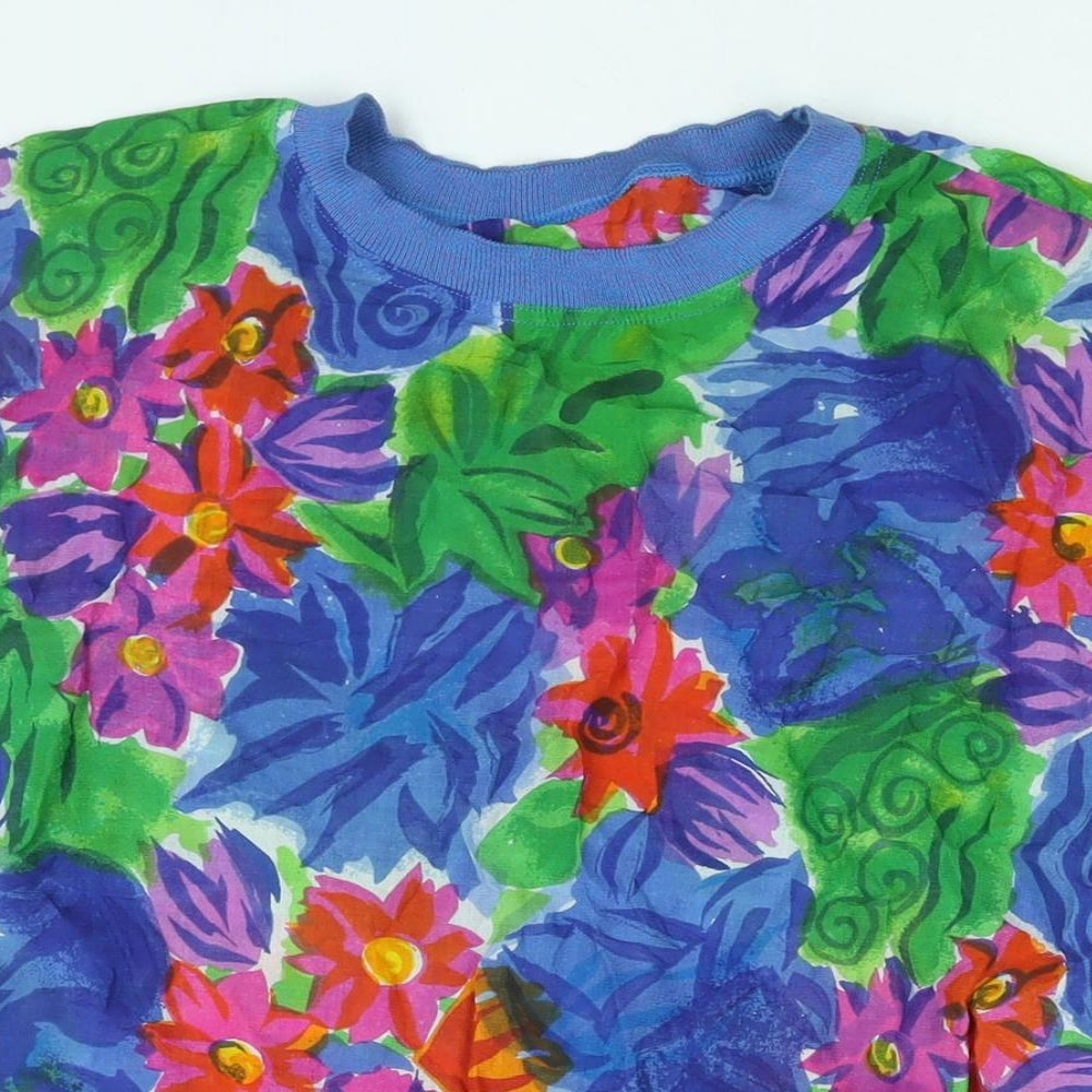 St Michael Womens Multicoloured Geometric Viscose Basic Blouse Size 12 Round Neck - Floral Print Size 12-14