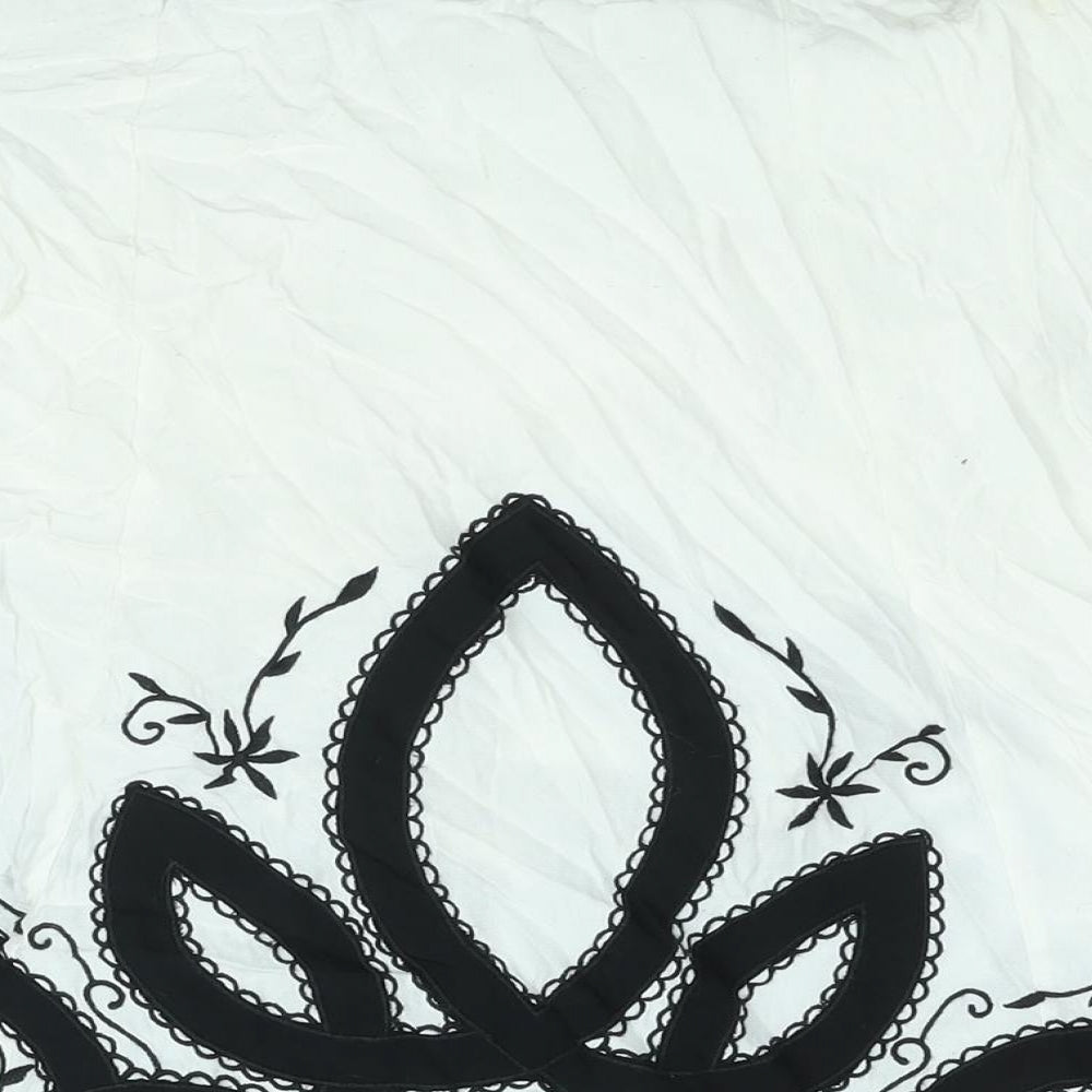 Per Una Womens White Polyester A-Line Skirt Size 14 Zip - Embroidered Lace Trim