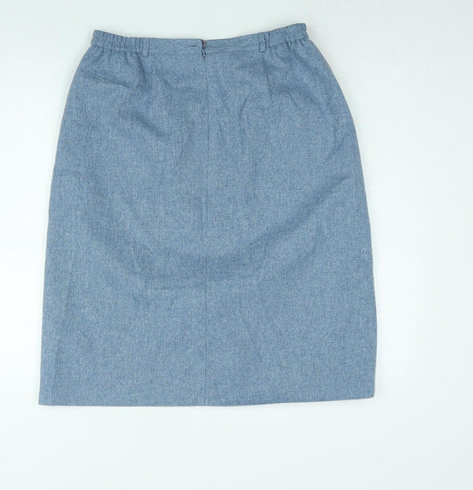 EWM Womens Blue Polyester Straight & Pencil Skirt Size 14 Zip