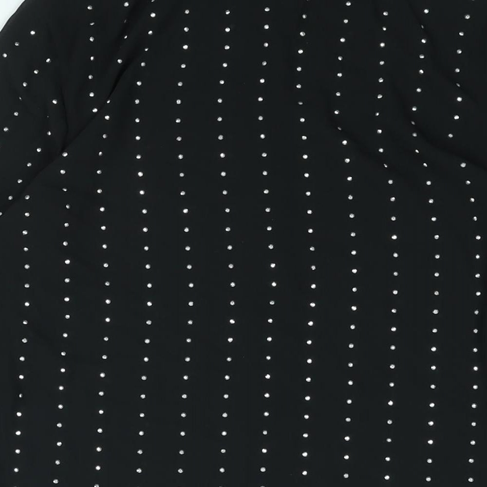 Marks and Spencer Womens Black Polyester Basic Button-Up Size 6 Collared - Studded