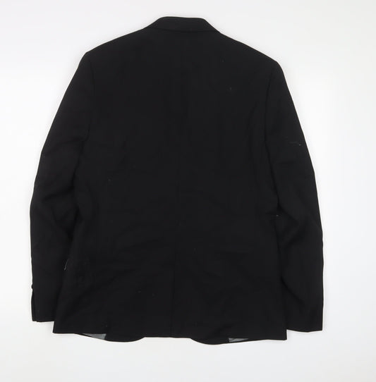 Topman Mens Black Polyester Jacket Suit Jacket Size 40 Regular