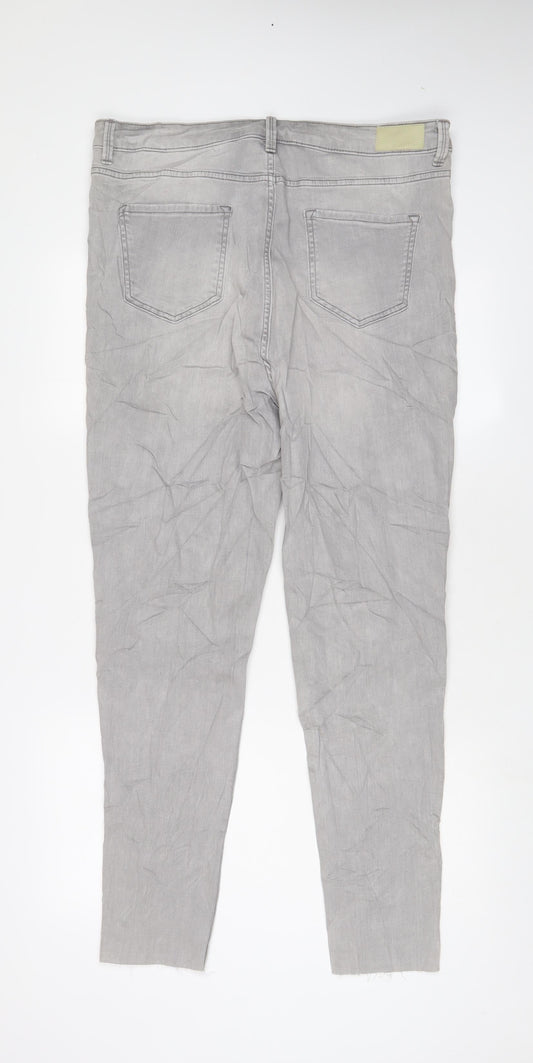 Marks and Spencer Womens Grey Cotton Skinny Jeans Size 18 L31 in Regular Zip