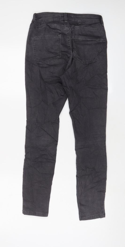Dorothy Perkins Womens Grey Cotton Skinny Jeans Size 8 L27 in Regular Zip