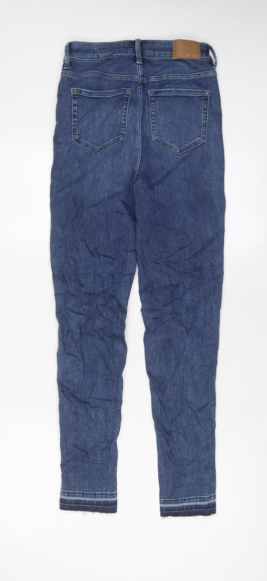 Marks and Spencer Womens Blue Cotton Skinny Jeans Size 6 L29 in Regular Zip